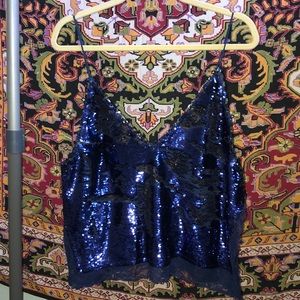 Free People Sequin Spaghetti Strap Top